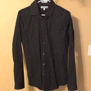 Express Polk-a-dot Black Dress Shirt